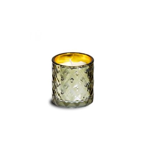 Küünal klaasis tekstuurne kuld/valge 23h