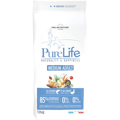 Pure Life Medium Adult lõhe/part 12+1kg