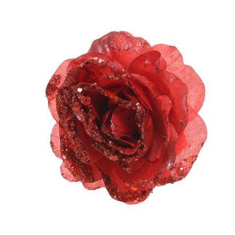 Jõuluehe roos klõpsuga punane d14cm 1tk